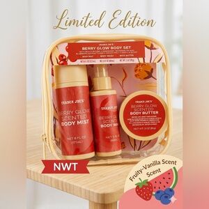 Trader Joe's Berry Glow Scented Body Wash & Body Butter Set - Red